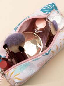 1pc Leafy Print Cosmetic Bag Makeup Bag Storage Makeup Organizer Makeup Case - Multicolor - View 2
