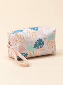 1pc Leafy Print Cosmetic Bag Makeup Bag Storage Makeup Organizer Makeup Case - Multicolor - View 3