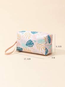 1pc Leafy Print Cosmetic Bag Makeup Bag Storage Makeup Organizer Makeup Case - Multicolor - View 6