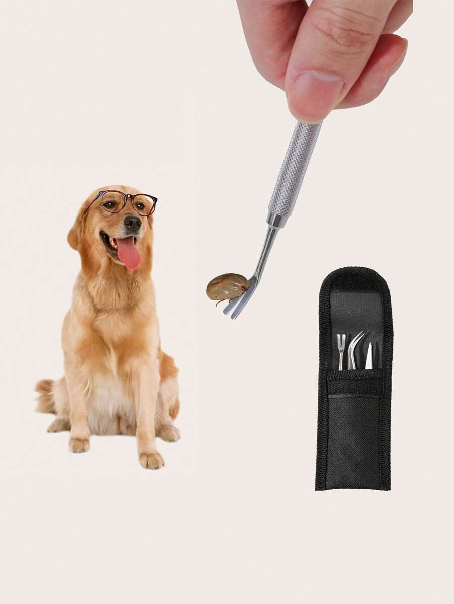 3 cái/bộ Kẹp đánh dấu thú cưng bằng thép không gỉ có túi đựng cho chó để vệ sinh - Bạc - Xem 1