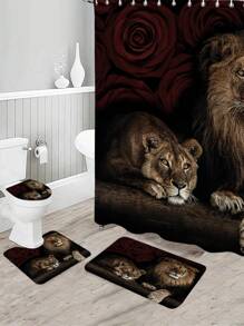 1入 Lion 數字print淋浴簾或地墊 - 彩色 - 查看 1