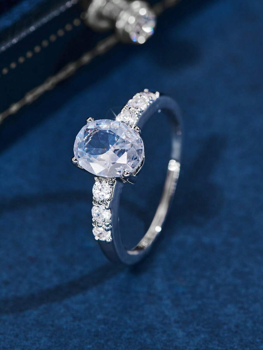 1 Máy Tính Quyến Rũ Kim Cương Giả Trang Trí Nhẫn Cho Nữ Cho Lễ Tình Nhân Có Niên Đại Tặng Tiệc Cưới - trắng - Xem 1