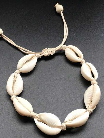 1pc Fashionable Shell Decor Adjustable String Bracelet For Women For Beach Party