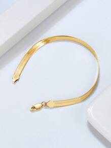 ORSA JEWELS 1pc Fashionable Minimalist Silver Bracelet For Women For Daily Decoration - Yellow Gold - View 3