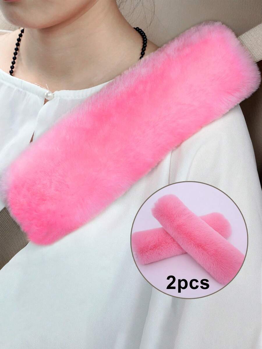 Adunsiaoto 2 Pieces Car Seat Belt Pad, Rhinestone Crystal Glitter Seat Belt Leather Shoulder Pads Universal Pu Leather Car Seat Belt Pad Shoulder Strap Pad Car Seatbelts Accessories Pink