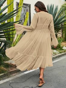 SHEIN Swim Kimono de manga con volante bajo con fruncido