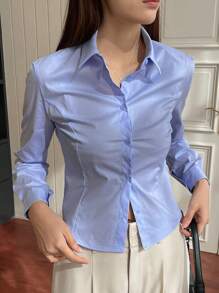 DAZY Camisa Sólida Con Botones En La Parte Delantera