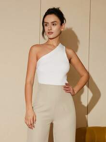 One Shoulder Knit Top - White - View 5