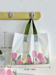 5 cái Túi Shopper Chữ & Đồ Họa Hoa Nhựa - Hồng - Xem 3