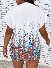 SHEIN LUNE Áo sơ mi Plus Size Đồ họa Giải trí - trắng - Xem 2