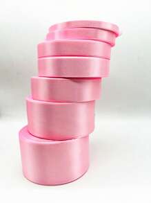 1roll Satin Ribbon For Handmade Bow Craft Wedding Decoration DIY Card Gift Wrapping - Pink - View 2