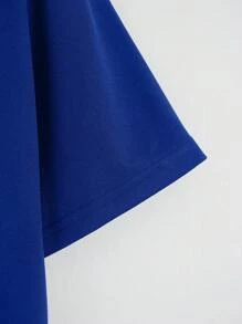 SHEIN EZwear Camiseta crop con estampado de letra - azul real - Ver 5