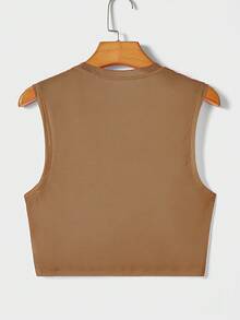 FeverCity Men Solid Tank Top - Brown - View 2