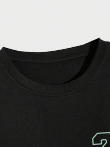 Aesthetic Post--Men Letter Graphic Tee & Drawstring Waist Sweatpants - Multicolor - View 4