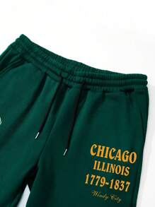 Aesthetic Post--Men Letter Graphic Tee & Drawstring Waist Sweatpants - Multicolor - View 5