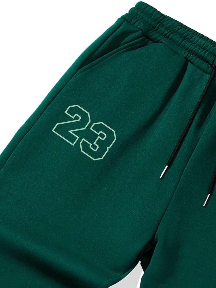 Aesthetic Post--Men Letter Graphic Tee & Drawstring Waist Sweatpants