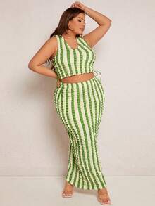 SHEIN SXY Plus Striped Crop Tank Top - Multicolor - View 4