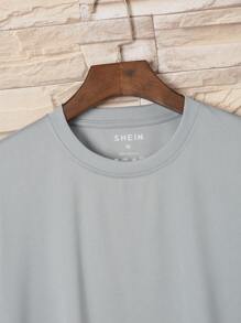 Men Japanese Letter & Dragon Graphic Tee - Grey - View 3