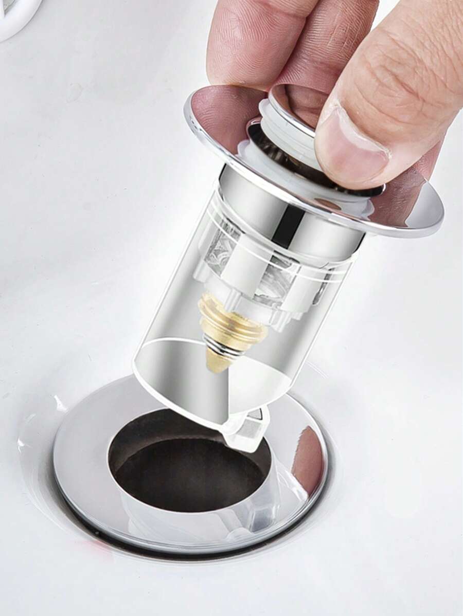 1pc ABS Drain Stopper, Minimalist Bath Tub Plug For Bathroom - Silver - View 1