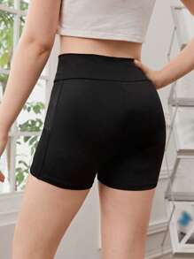 SHEIN Teen Girls Wideband Waist Biker Shorts With Phone Pocket