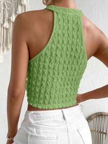 SHEIN VCAY Solid Halter Top - Green - View 2