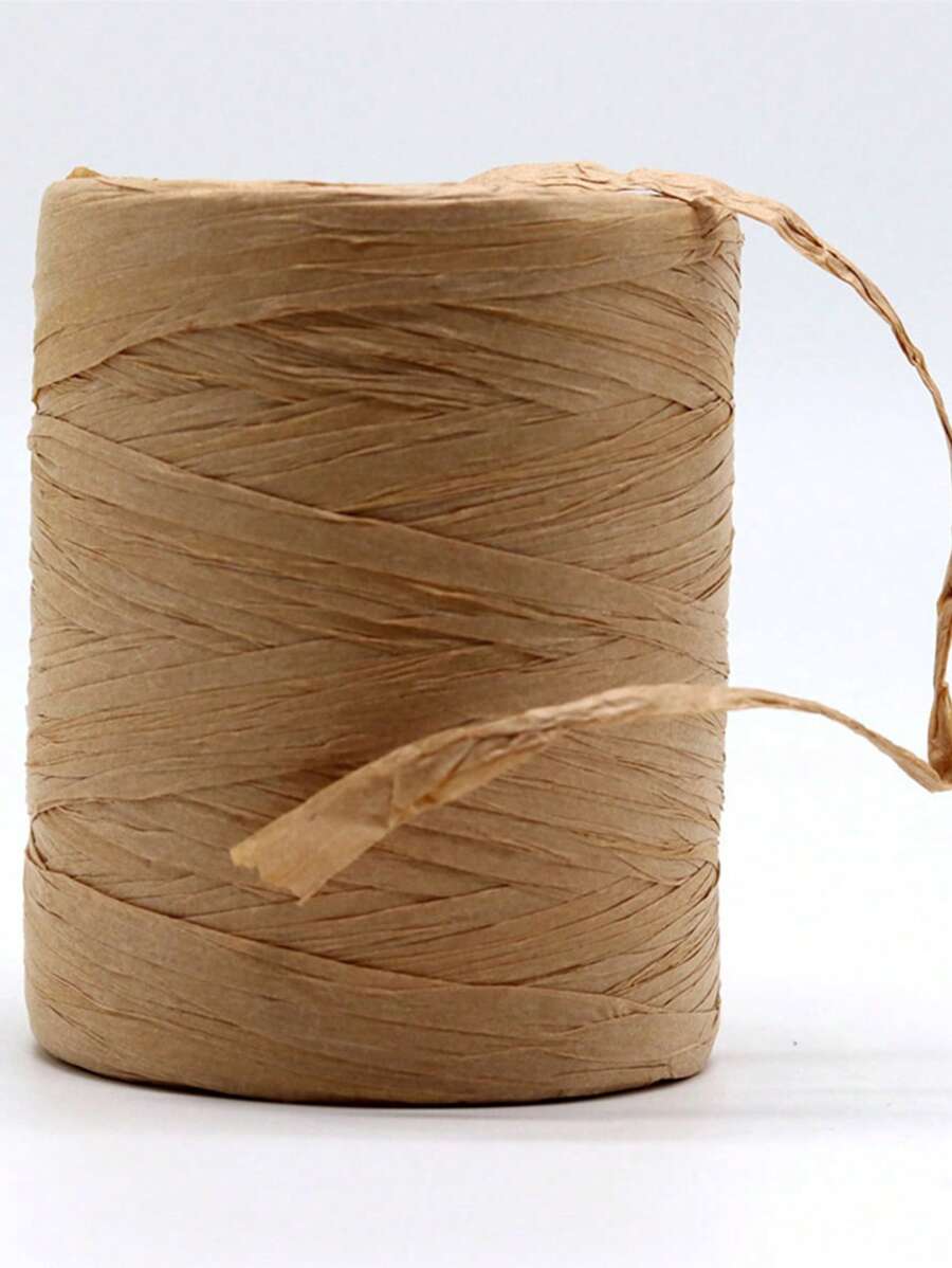 1pc Raffia String Creative Diy Handmade Hat, Bag, Gift Wrapping, And Decoration Crafting Twine - Camel - View 1