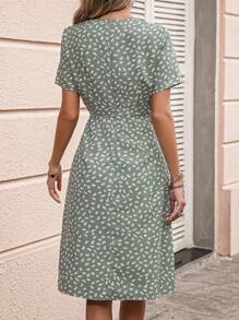 SHEIN LUNE Damen Maxikleid mit Allover-Muster und Schlitz