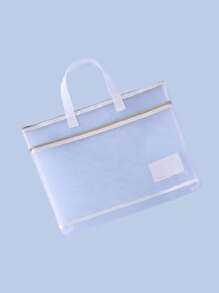 1pc Solid Color Patch Decor Art Tool Carry Bag, Simple Portable Art Work Portfolio Storage Bag For Painting - White - View 1