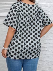 EMERY ROSE Blusa con estampado de lunares con diseño de fruncido - Multicolor - Ver 2