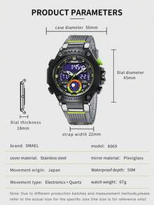 SMAEL 1 pieza reloj deportivo de aleación con pantalla dual para hombre - Negro - Ver 6