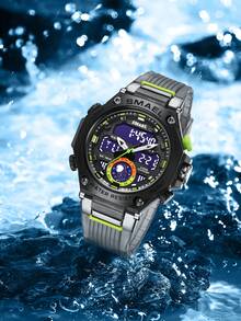 SMAEL 1 pieza reloj deportivo de aleación con pantalla dual para hombre - Negro - Ver 2