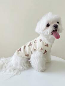 1pc Cartoon Bear Pattern Pet Tank For Dog And Cat For Summer - Beige - View 1