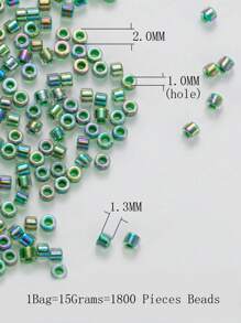 1800入組/套休閒玻璃釘珠DIY首飾配件適合女士DIY首飾製作 - 綠色 - 查看 2