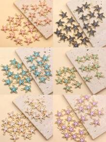 20入組/套創意鋅合金海星DIY首飾配件適合女士DIY首飾製作 - 藍色 - 查看 1