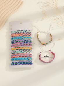 12 cái/bộ Vòng tay chuỗi họa tiết hình học Boho dành cho nữ để trang trí hàng ngày - Nhiều màu - Xem 3