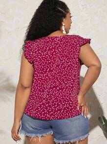SHEIN CURVE+ Áo sơ mi Plus Size Xù Tất cả trên in Tim Giải trí - Nhiều màu - Xem 2