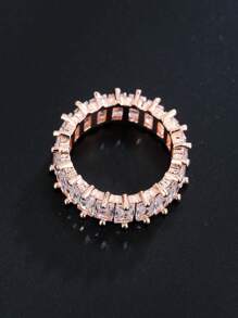 1 Màu Bạc Thiết Kế Độc Đáo CZ Trải Đá Zirconia Áo Thời Trang Nhẫn Nữ Trang Sức - Hoa hồng vàng - Xem 2