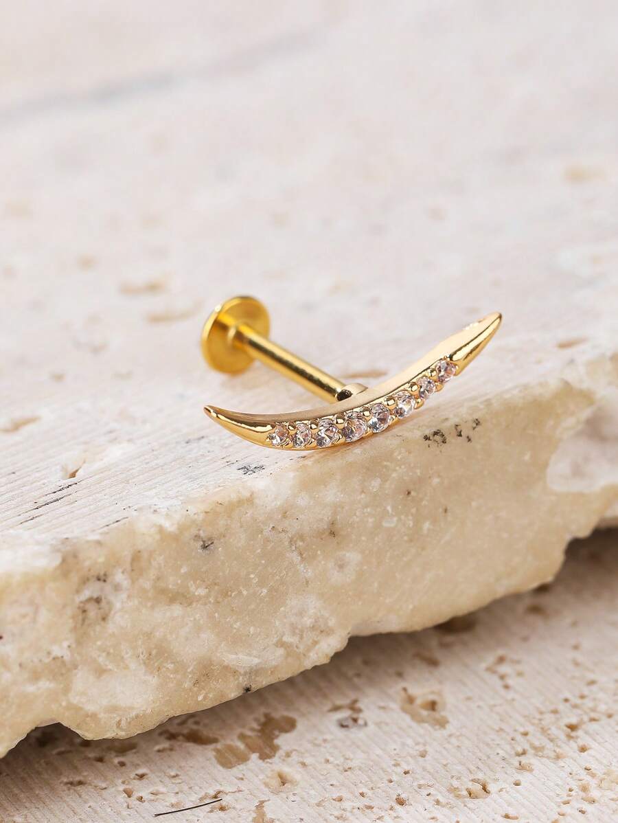 1 Máy Tính Quyến Rũ Thép Không Gỉ Kim Cương Giả Mặt Trăng Thiết Kế Bông Bông Tai Nữ Trang Trí Hàng Ngày - Vàng - Xem 1