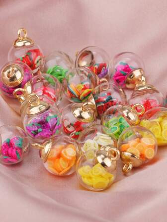 20pcs/set Creative Glass Fruit Detail DIY Jewelry Accessory For Women For DIY Jewelry Making