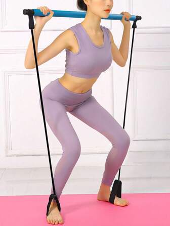 帶有阻力帶攜帶式引體向上桿，適用於健身訓練、瑜珈、皮拉提斯、手臂擴胸