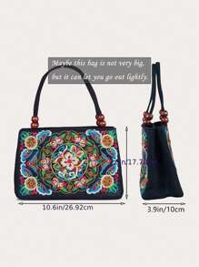 Yogodlns 时尚花卉刺绣手提包，拉链帆布包，女士时尚钱包，母亲节礼物，刺绣手拿包，花卉面料化妆包，女士美观零钱包，女士精美花卉包 - 彩色 - 查看 8