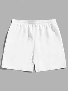 ROMWE MEN Street Life 男士信封和棕櫚樹印花束口短褲 - 白色 - 查看 2