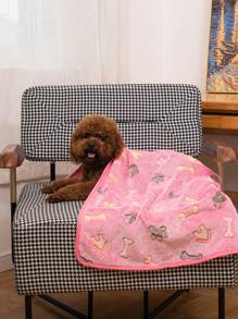 1入組骨圖案寵物印花屋毯子