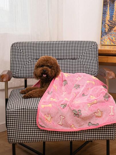 1入組骨圖案寵物印花屋毯子