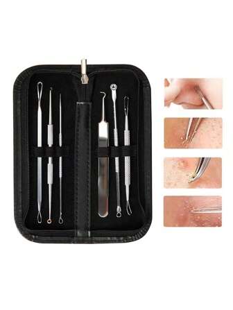 NEFOUME 双头粉刺挤压器，6 件粉刺粉刺提取器，痤疮白头粉刺去除套装，优质不锈钢，对面部皮肤无风险，含 1 个储物袋、护肤、房间装饰、家居装饰、卧室装饰、浴室、圣诞礼物、浴室装饰、旅行、旅行用品、婚礼、圣诞派对、妈妈礼物、家居、房间、家居装饰、圣诞礼物、送给妈妈的礼物、生日、粉色房间装饰、客厅装饰、卧室、男士礼物、爸爸礼物、蘑菇、新年、妈妈、配饰、送给爸爸的礼物、朋友、有趣的礼物