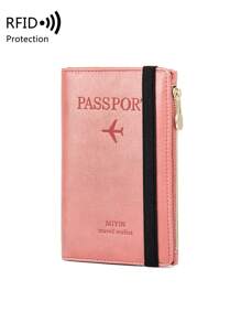 MIYIN Caso De Pasaporte Con Relieve De Avión Y Carta, Accesorios De Vacaciones Para La Temporada De Vacaciones - Rosa - Ver 2