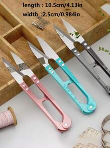 1pc Random Color U-shaped Scissors, Small Stainless Steel Thread Scissors For DIY Sewing - Multicolor - View 6