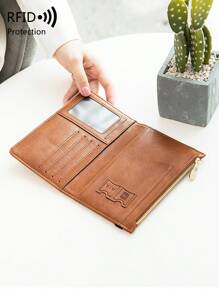 MIYIN Plane & Letter Graphic Passport Case Passport Holder Passport Wallet School Supplies School Stuff For School For Student Passport Cover Passport Bag For Travel For Holiday For Vacation Passport Pouch For Flight For Back To School For Men And Women Travel Essentials Travel Accessories Robber Robber - Brown - View 8