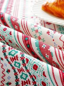 Bohemian Style Printed Fringe Rectangle Tablecloth Party Decor, Suitable For Farmhouse Dining, Picnic, Camping, Birthday Parties, Coffee Table, Tv Cabinet Cover 1pc - Multicolor - View 3