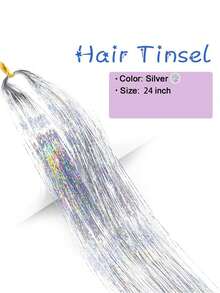 Extensión del pelo largo recto sintético - Plateado - Ver 5